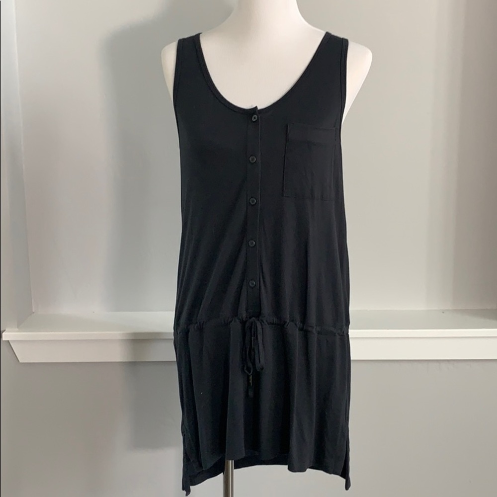 Little black romper looking dress, no shorts.